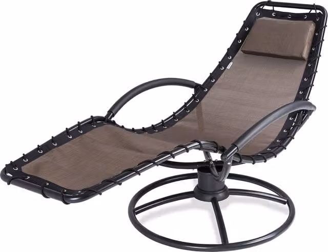 Lettino prendisole Moka Casaria con funzione dondolo, struttura in acciaio verniciato e tessuto textilene resistente ai raggi UV, colore antracite e marrone – 1
