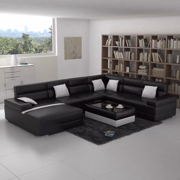 Ledersofa Couch Wohnlandschaft Ecksofa Eck Garnitur Design Modern Sofa F3016