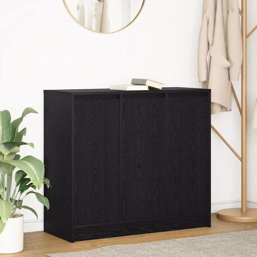 Credenza moderna vidaXL in legno nero con ante a battente e ripiani interni L: 85 cm, P: 34 cm, H: 76 cm