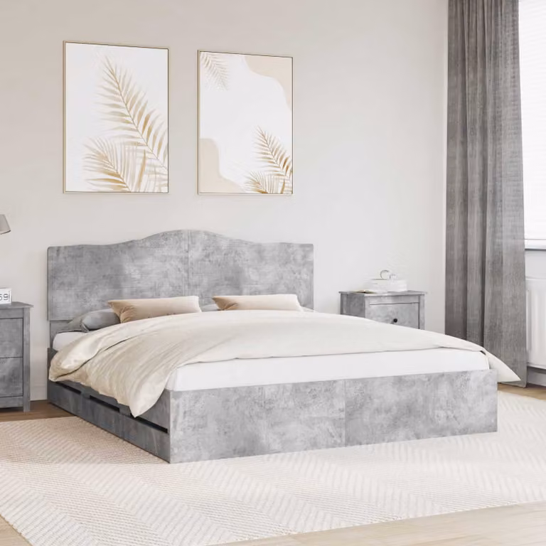 vidaXL Struttura letto moderna con cassetti in legno MDF Grigio
