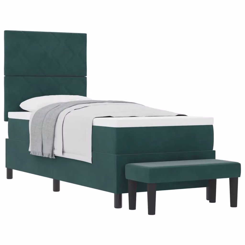 Letto a molle moderno vidaXL con testiera in velluto verde, L 200 cm x P 80 cm – 2