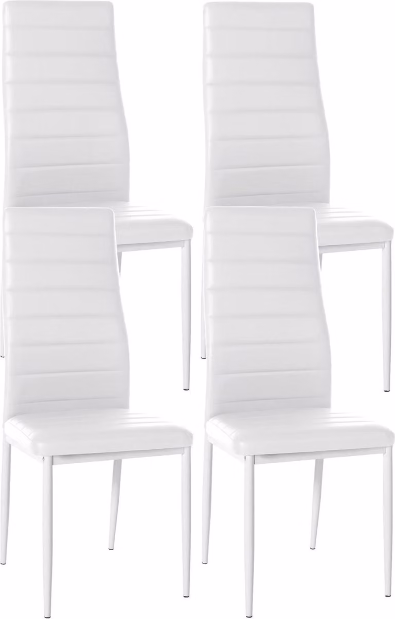 set di 4 sedie da pranzo - set per sala da pranzo - comodo schienale alto, design moderno | colore: bianco | materiale: Pelle finta