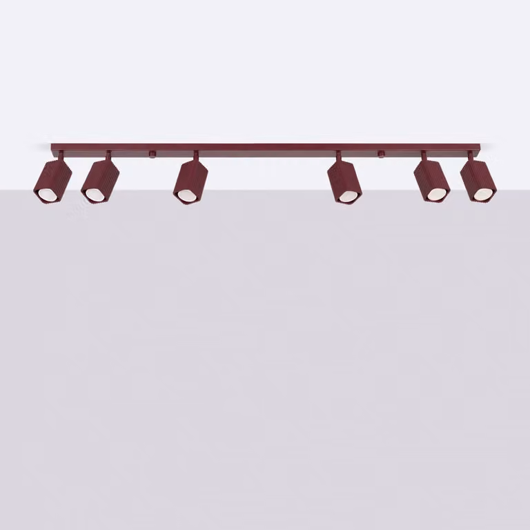 Plafoniera RAYO 6L bordeaux 6xGU10 10W alluminio 16,5x6x117cm Sollux Lighting