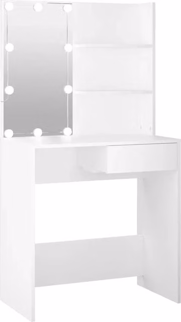 Toeletta | Tavolo da Trucco con LED Bianca 74,5x40x141 cm