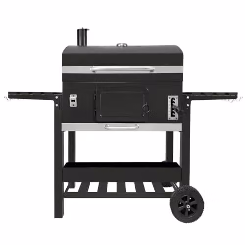 Barbecue BBQ XXL a Carbone con Affumicatore e Carrello da Giardino