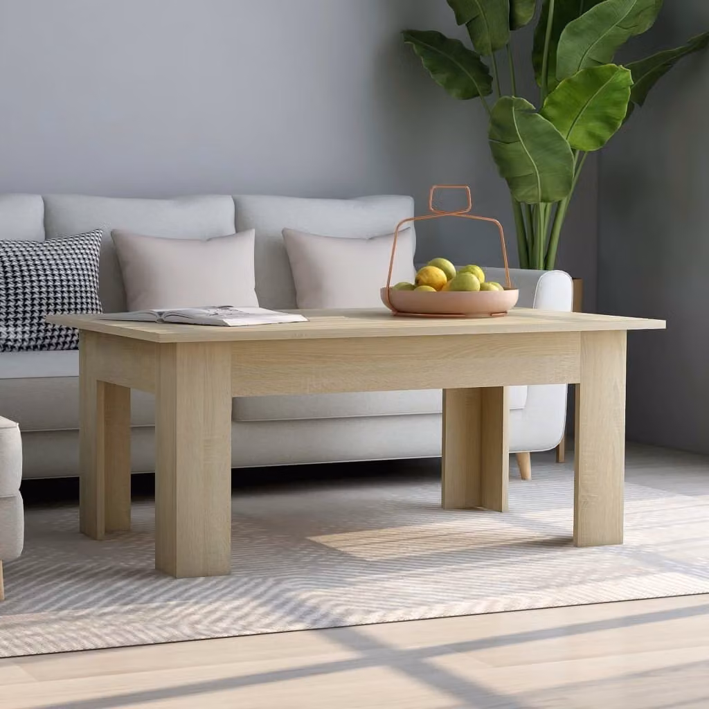 The Living Store tavolino in rovere Sonoma 100x60x42 cm materiale a base di legno