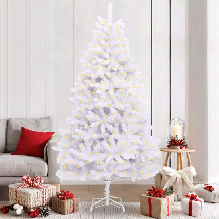 Maison Exclusive - Albero di Natale artificiale con 300 luci LED, realizzato in PVC e acciaio, colore bianco