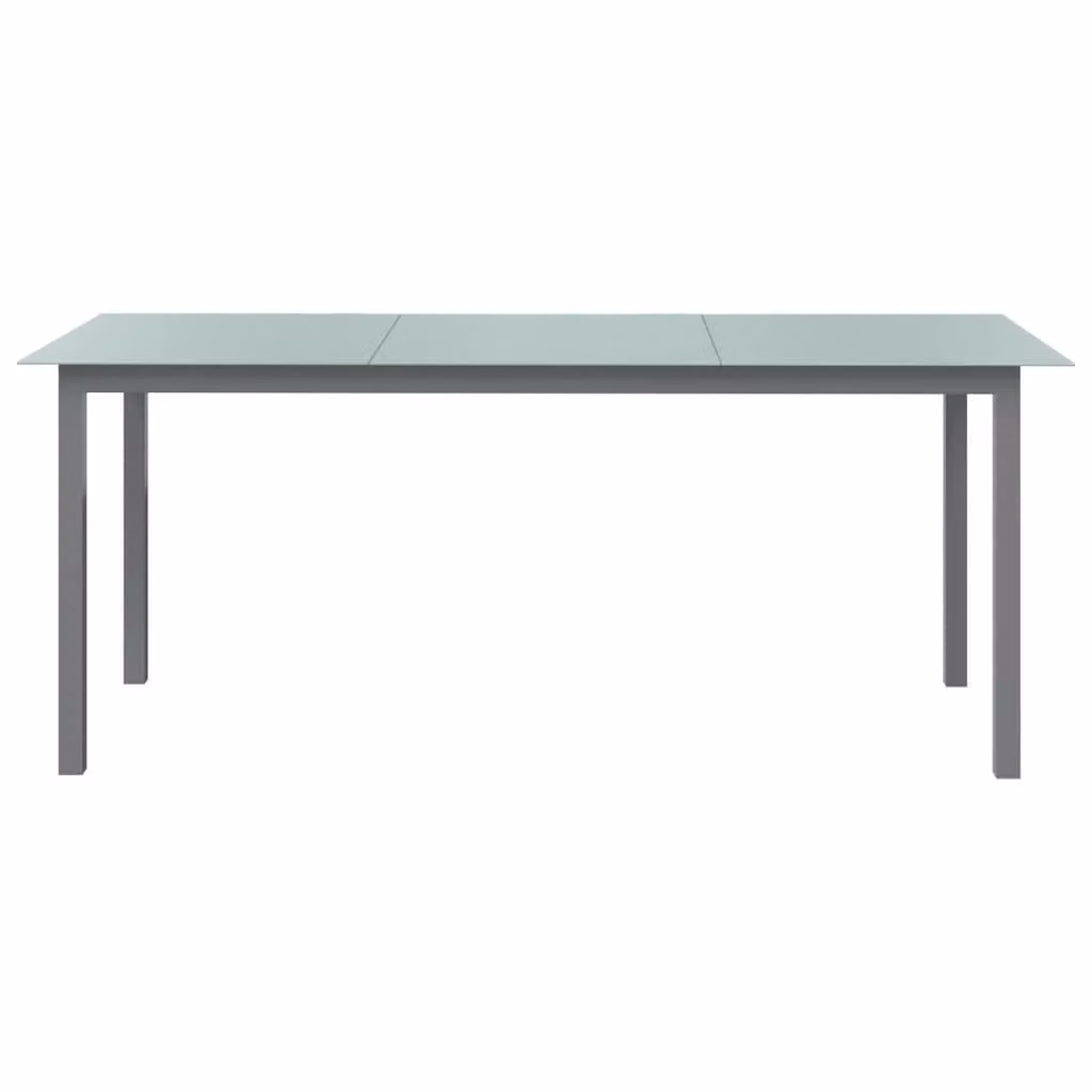 Tavolo da Giardino Grigio Chiaro 190x90x74cm Alluminio e Vetro