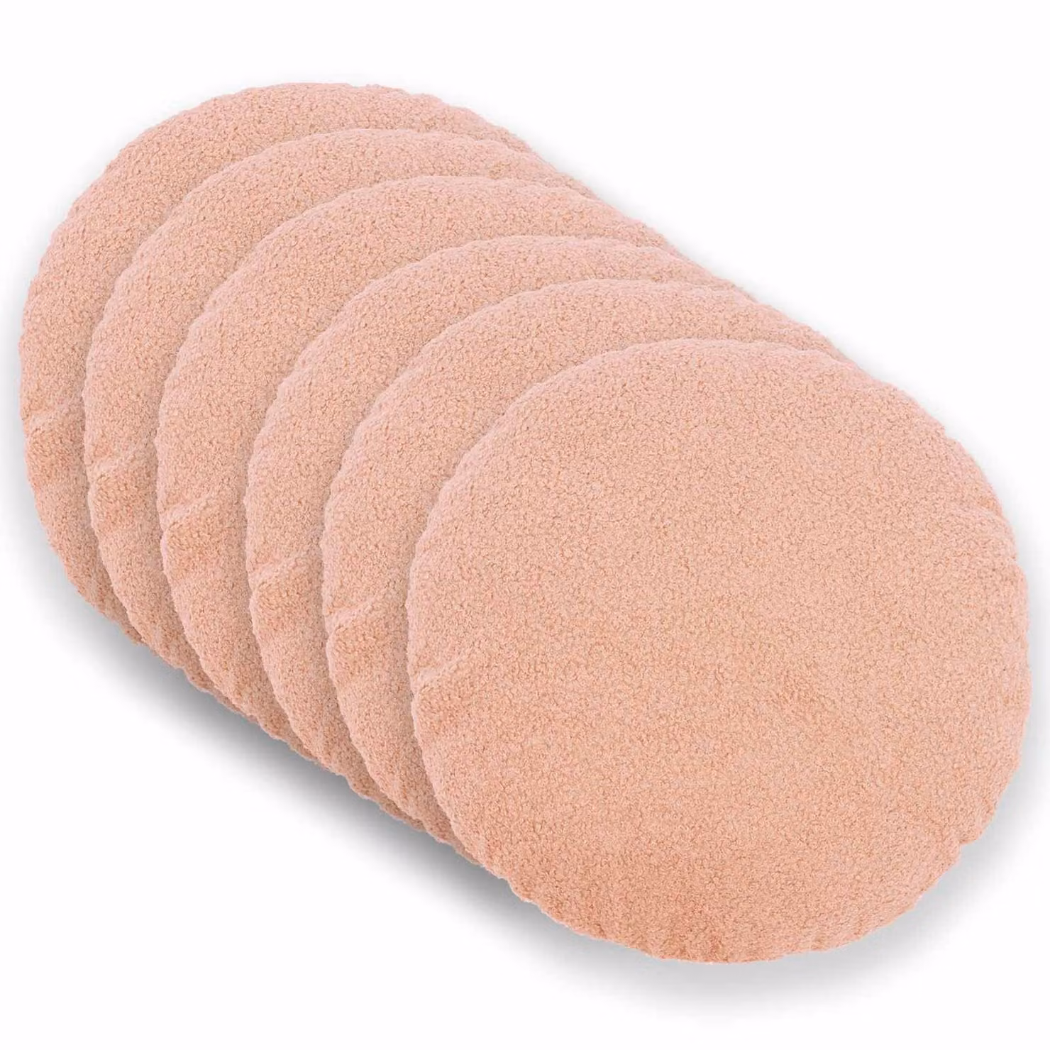 Set di 6 federe rotonde vidaXL HEERLEN rosa in tessuto bouclé, Ø 40 cm