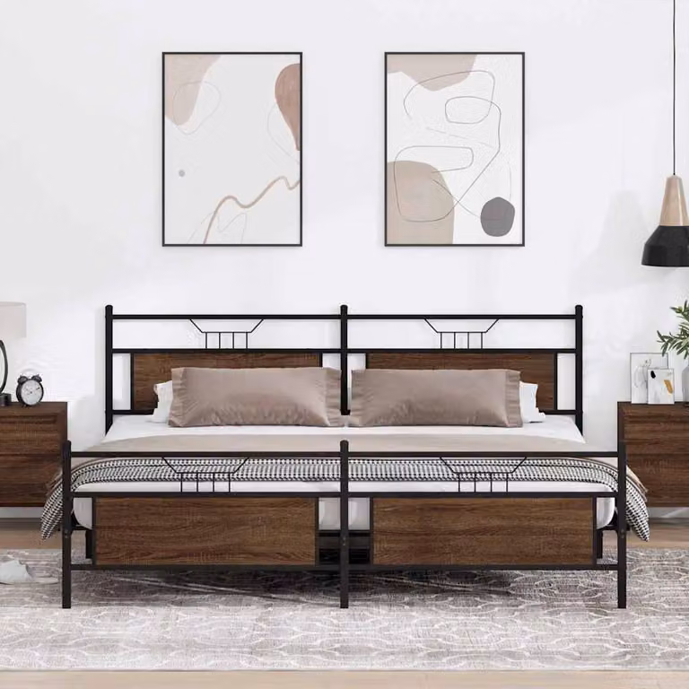Giroletto in metallo e MDF vidaXL colore marrone rovere 200x200 cm
