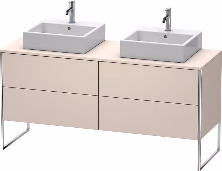 Duravit XSquare Meuble sous-vasque sur console au sol, pour deux vasques, 4 tiroirs, 1600x778x548mm, XS4927B8383, XS4927B8383