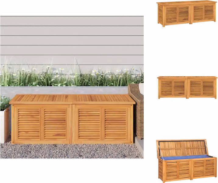 vidaXL Cassetta da giardino con borsa 150x50x53 cm in legno massiccio di teak - Cassette da giardino