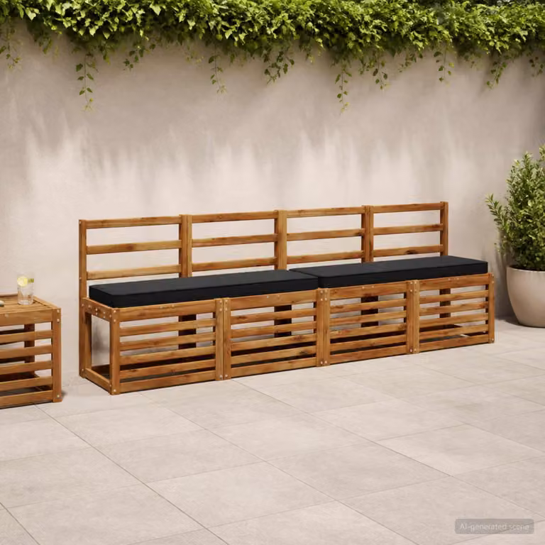 Cuscino per Panchina vidaXL Nero in Poliestere con Rivestimento Rimovibile e Resistente ai Raggi UV