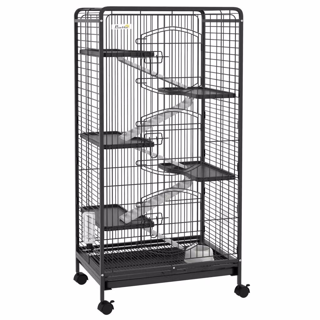 Gabbia con ruote per piccoli animali Minimal nera H 131 x L 61,5 x P 44 cm – 2