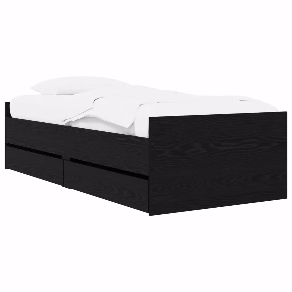 Struttura letto moderno vidaXL in legno ingegnerizzato con cassetti, colore rovere e nero, L/P/H: 200 x 160 x 83 cm – 2