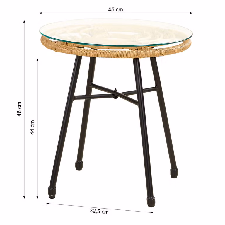 Homestyle4u Set di 3 pezzi di mobili da giardino mobili da balcone rattan natura tavolo e 2 poltrone
