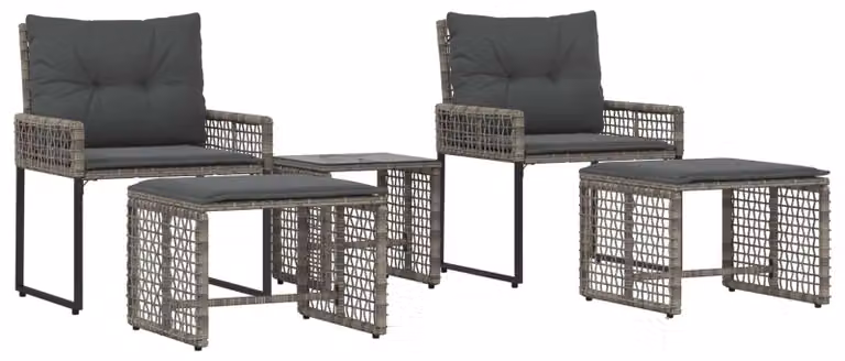 Set di Mobili da Esterno con cuscino 5 pcs Grigio
