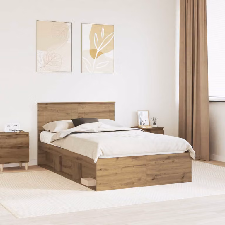 Struttura del letto moderna vidaXL in legno color rovere, L 120 x P 200 cm