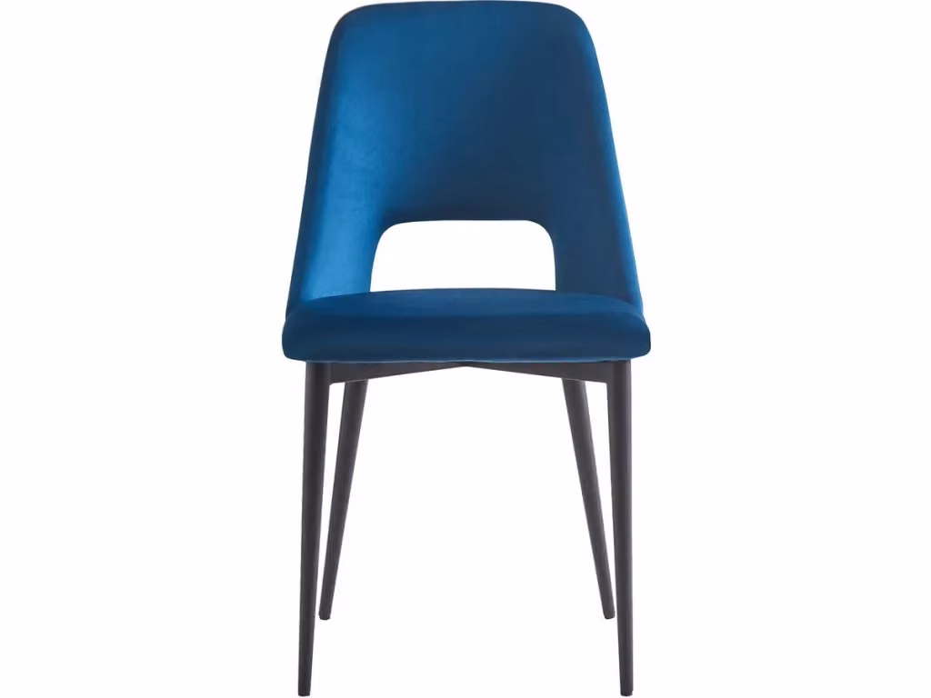 Set di 2 sedie Fedora in velluto blu con gambe in legno per la tua cucina, stile moderno – 2