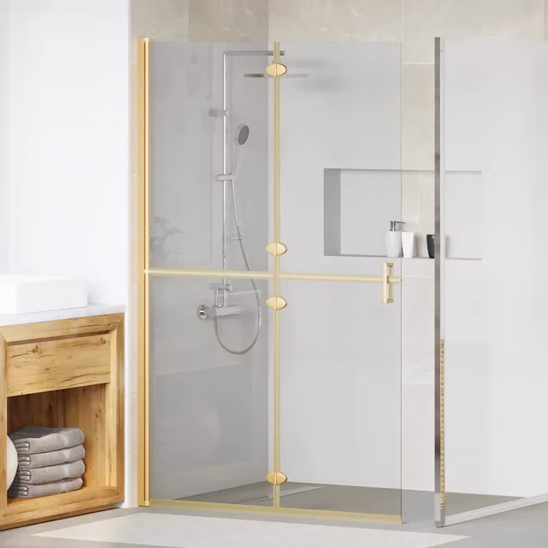 Parete doccia walk-in vidaXL in vetro trasparente con finitura oro, L 120 cm x P 6,5 cm x H 190 cm
