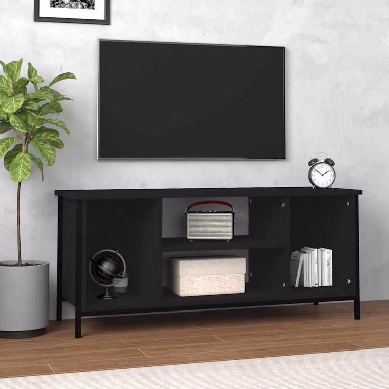 vidaXL Mobile Porta TV Nero in Legno e Metallo L: 102 cm, P: 35 cm, H: 45 cm