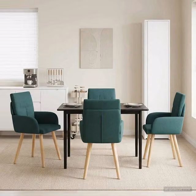 Sedie da pranzo 4 pz Tessuto Verde Scuro 60 x 56 x 93 cm 3428361