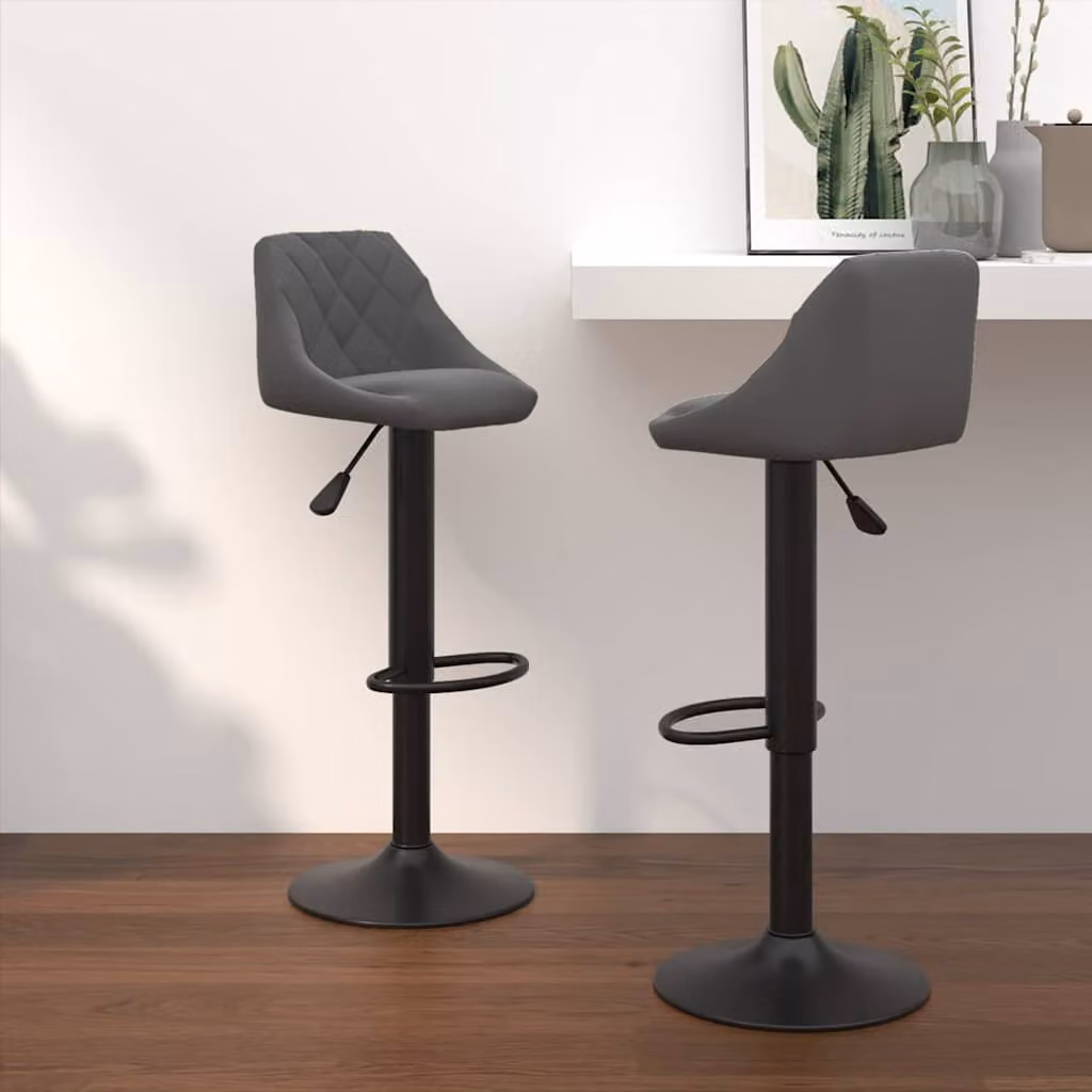 Set di 2 sedie da bar vidaXL in velluto grigio scuro con base girevole a 360 gradi