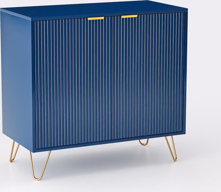 Credenza Fortuna Lai Mobile da cucina blu navy a 2 ante, isola da cucina con piano di lavoro per cucina, soggiorno, sala da pranzo, legno, 78 cm x 80 cm x 40 cm (A x L x P)