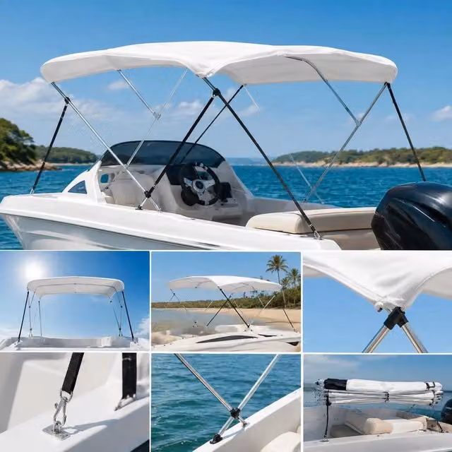 3-Bow Bimini Top White 183x180x137 Cm