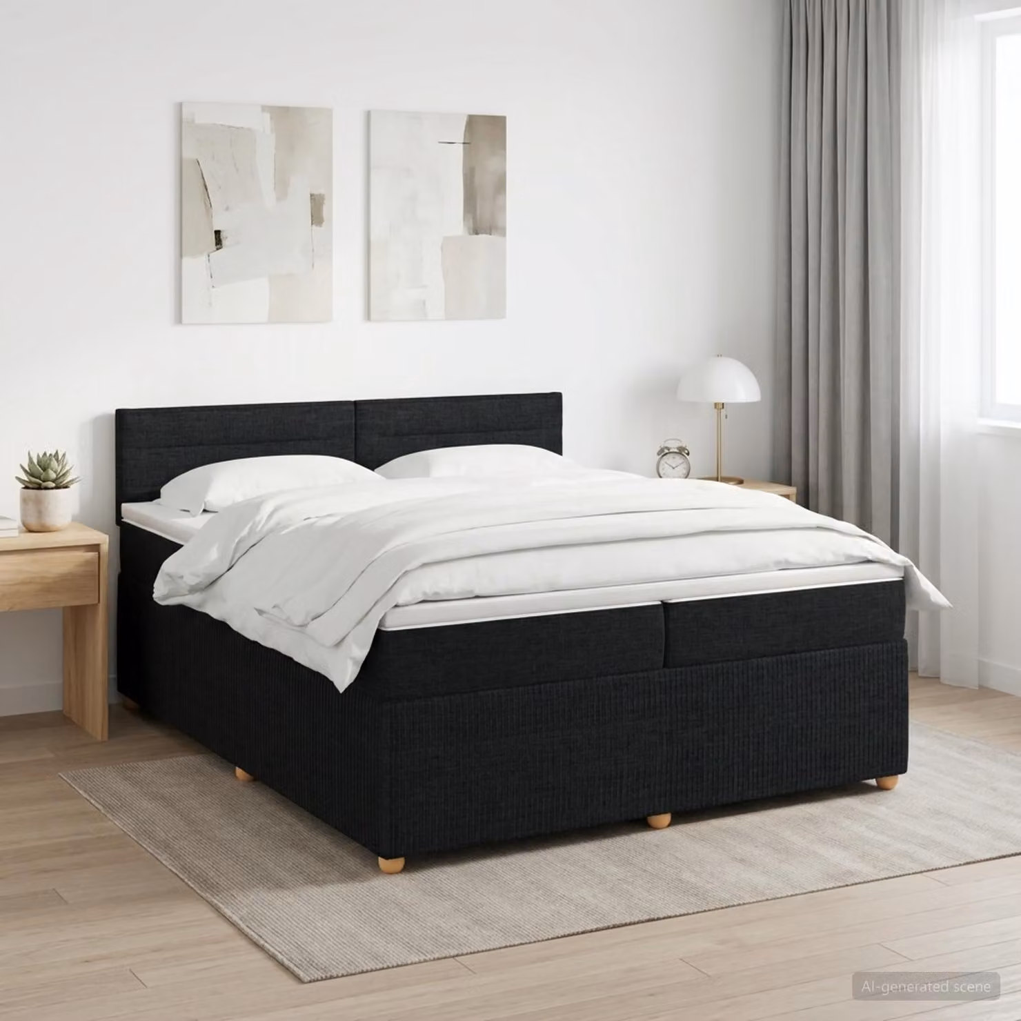 Maison Exclusive - Letto boxspring con materasso nero 200 x 200 cm Tessuto