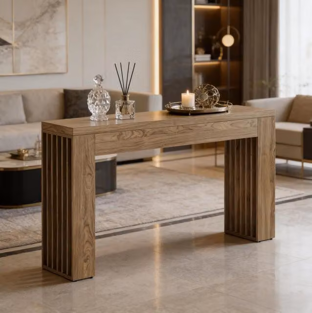 Tavolo consolle 150 x 30 x 80 cm marrone effetto legno stile country in MDF,