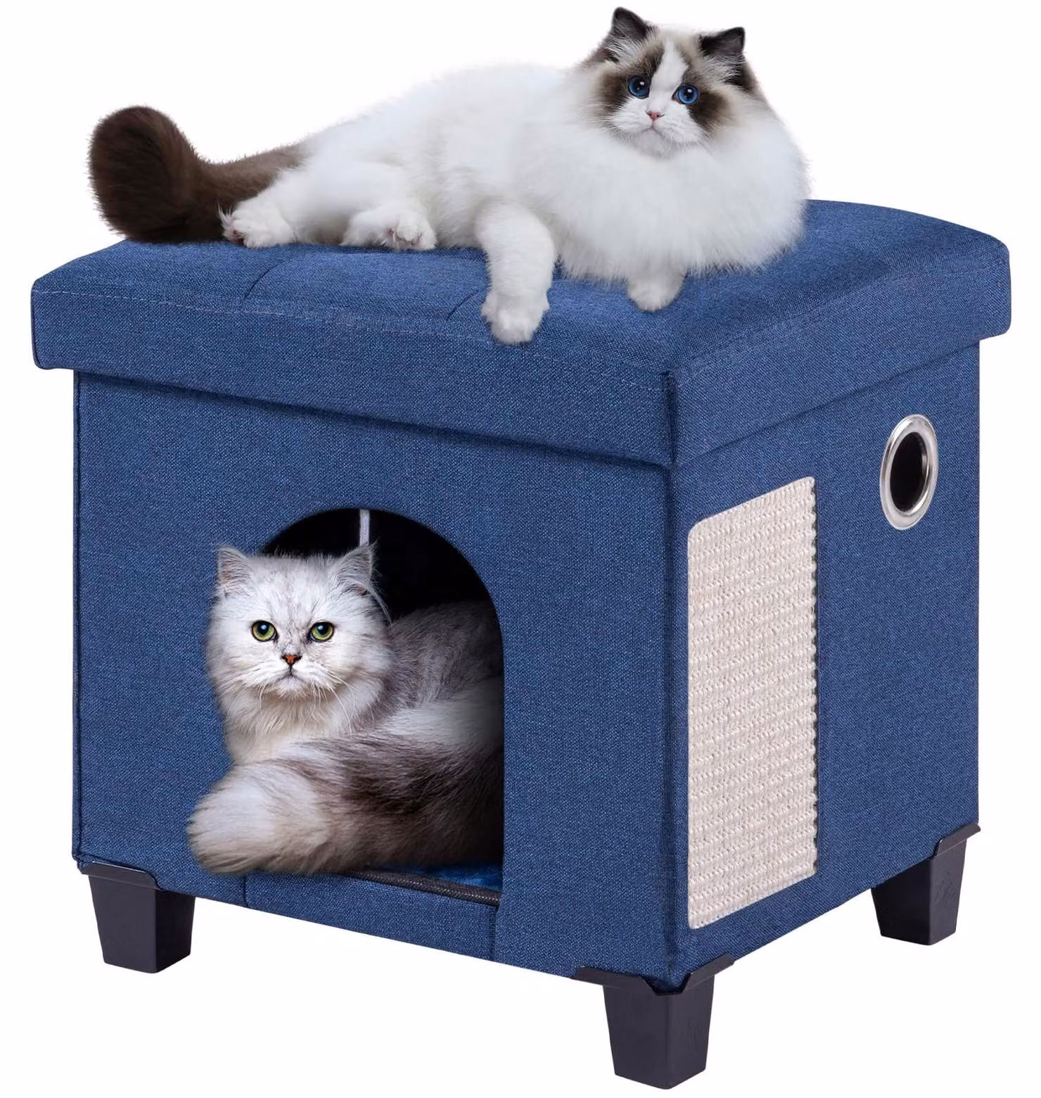 Cuccia pieghevole per gatti, da utilizzare in interni - Casa multifunzionale per gatti con tiragraffi e pallina giocattolo