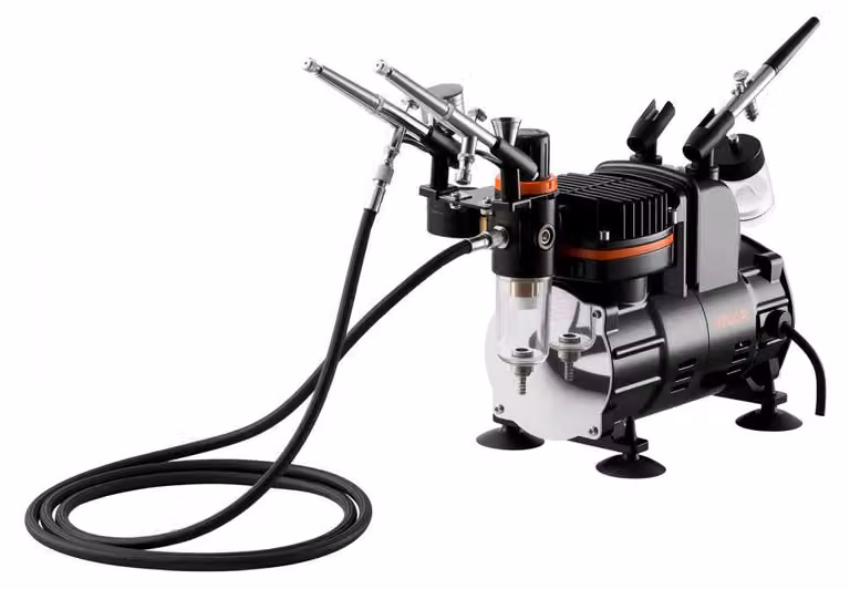 Set per aerografo 1/6 PK - ugelli da 0,3 e 0,35 mm - potenza 120 W - 220-240 V - per decorazioni di torte e modellismo