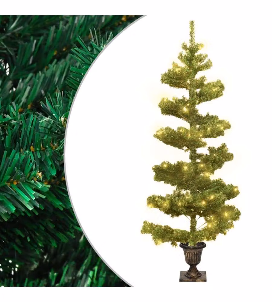 Albero di Natale a Spirale con Vaso e LED Verde 120 cm PVC