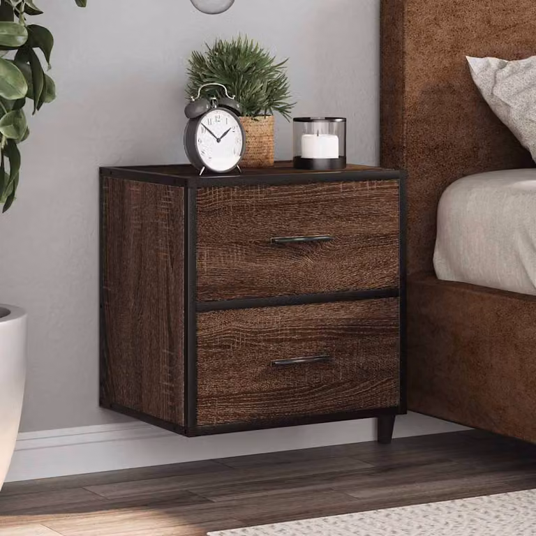 Set di 2 comodini da muro vidaXL in stile moderno, colore rovere marrone, L 40 cm x P 31 cm x H 39,5 cm
