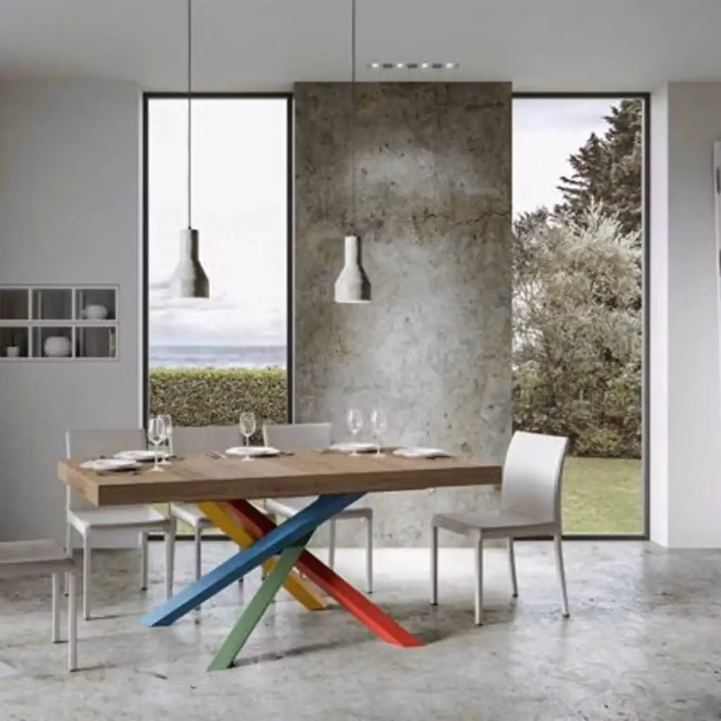 Tavolo allungabile Itamoby Volantis in finitura quercia natura con gambe multicolore L/P/H: 120/224 x 90 x 77 cm – 2