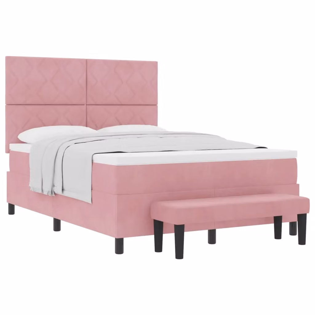 Letto contenitore moderno vidaXL in velluto rosa con testiera, L/P/H: 160 x 200 x 203 cm – 2