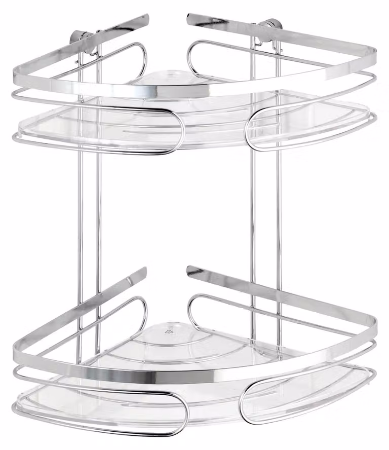 Scaffale a 2 ripiani, acciaio inossidabile lucido, dimensioni 26,5 x 27,5 x 19 cm