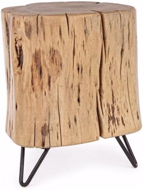 Sgabello Artur GIORDANOSHOP in legno di acacia e metallo marrone L: 35 cm, P: 33 cm, H: 41 cm