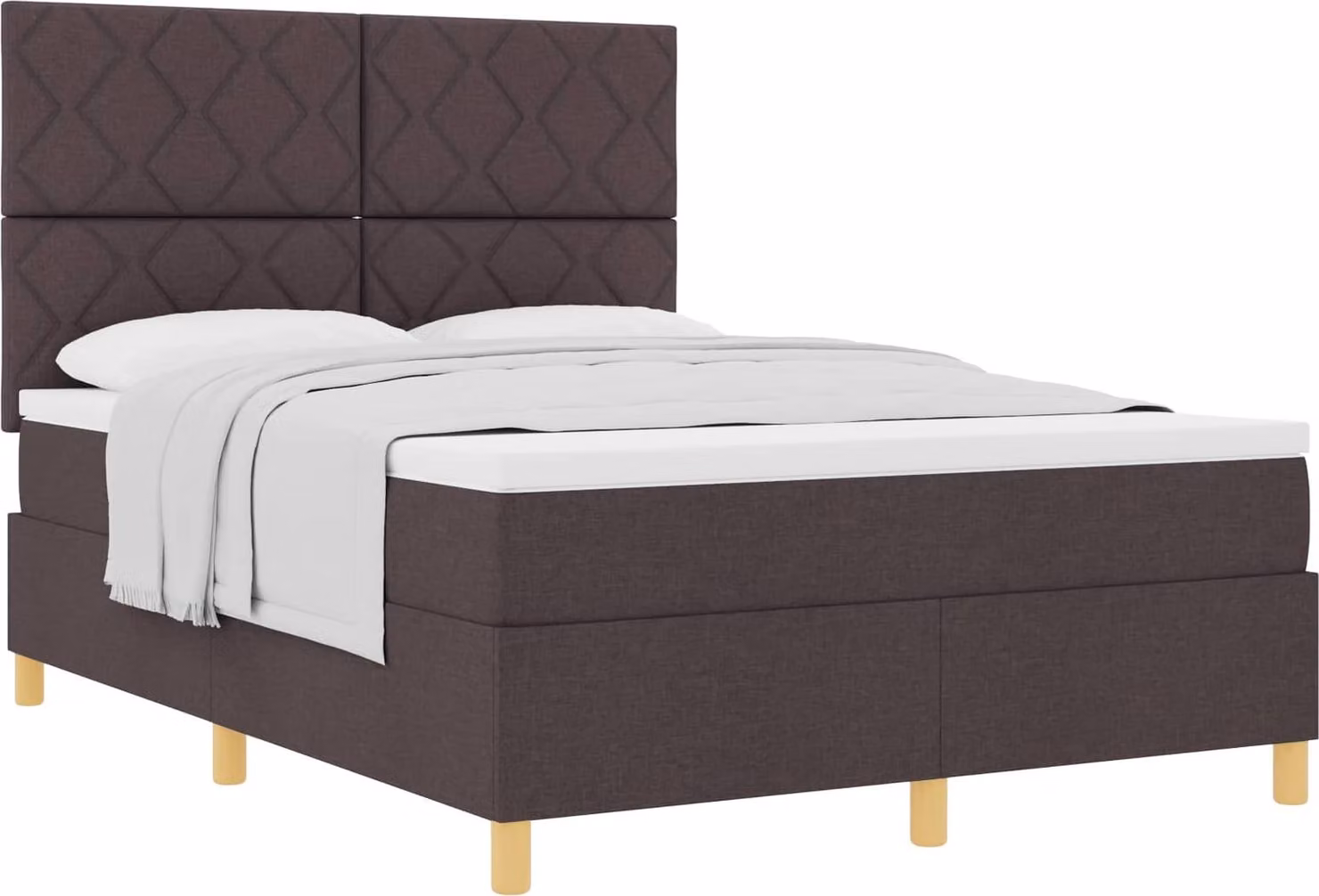 Letto a molle con materasso marrone scuro 160 x 200 cm in tessuto
