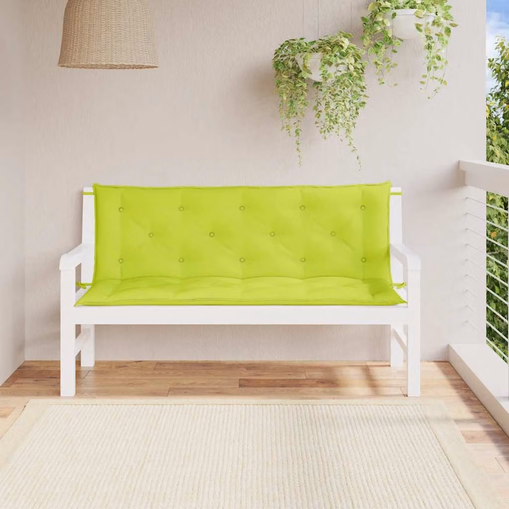 Set di 2 cuscini per panca vidaXL in tessuto Oxford verde, impermeabili e traspiranti, L 150 cm x P 50 cm x H 7 cm