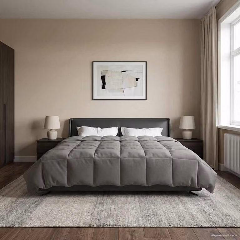 Piumino estivo reversibile vidaXL in microfibra traspirante, Grigio, L 220 cm x P 260 cm