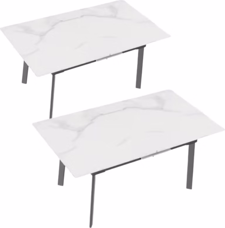 Tavolo da pranzo allungabile Bolt Edge – 8-10 persone – Pietra sinterizzata e metallo – Rettangolare – 150-180 cm – Moderno e robusto – Bianco / Giada / Nero