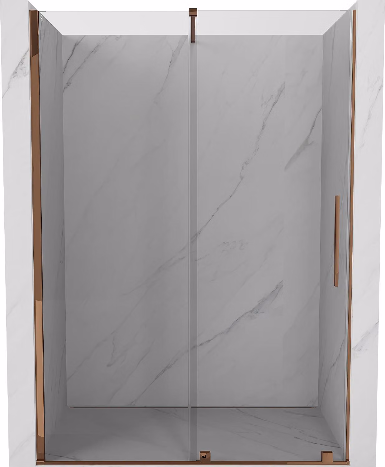 Mexen Velar porta doccia scorrevole 130 cm, trasparente, oro rosa - 871-130-000-01-60