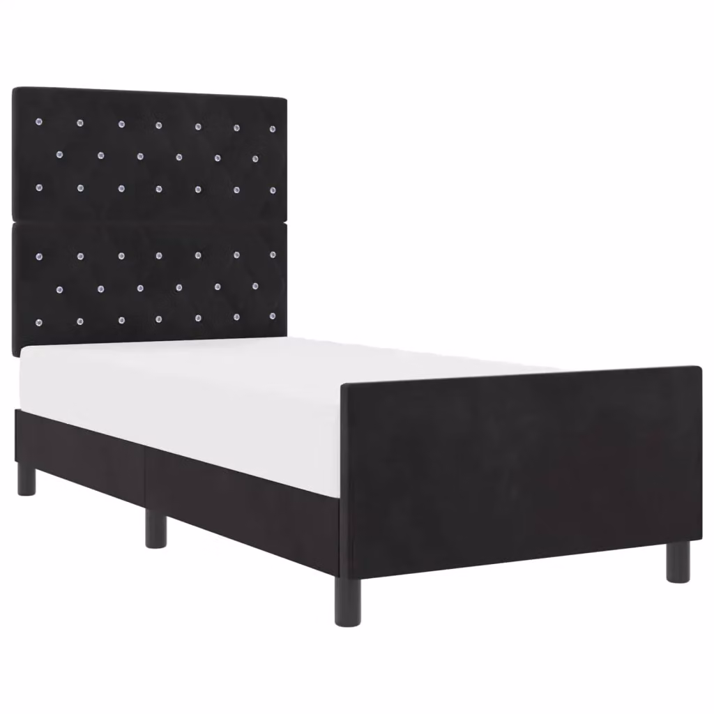 Letto a molle moderno vidaXL con testiera in velluto nero L/P/H: 200 x 100 x 140 cm – 2