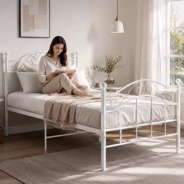 White Metal Bed 90x200 Cm