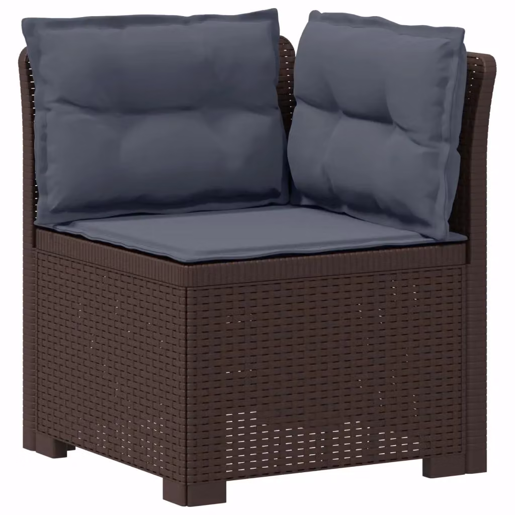 Divano da giardino a 1 posto vidaXL con cuscini in effetto rattan marrone e grigio per esterno – 2
