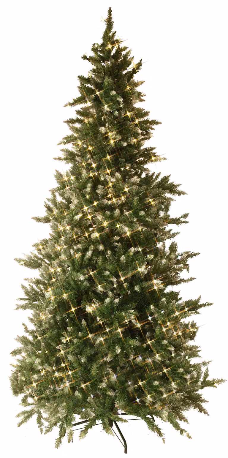 Albero di Natale LED "Vancouver" della marca Best Season, illuminato, altezza circa 225 cm, con 550 luci LED bianche calde, colore verde, completo di trasformatore, codice prodotto 608-60
