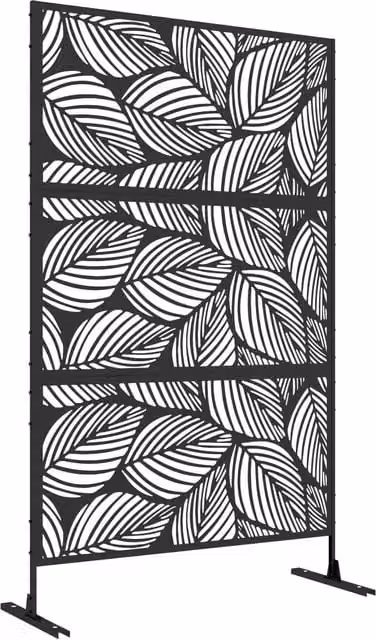 Schermatura paravento per giardino Zephmum in metallo nero, L 122 cm x P 45 cm x H 198 cm – 1