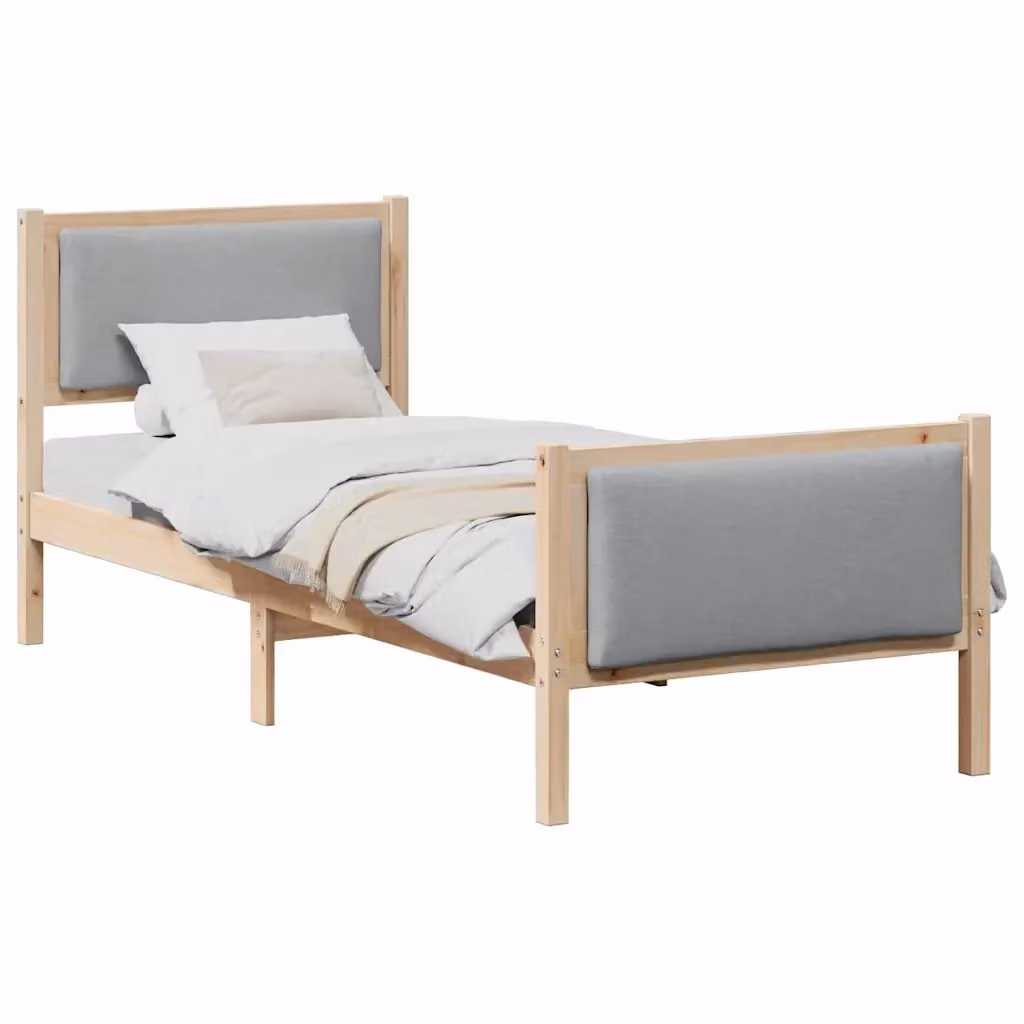 Struttura letto imbottita vidaXL in legno di pino e tessuto grigio L 80 x P 200 cm – 2
